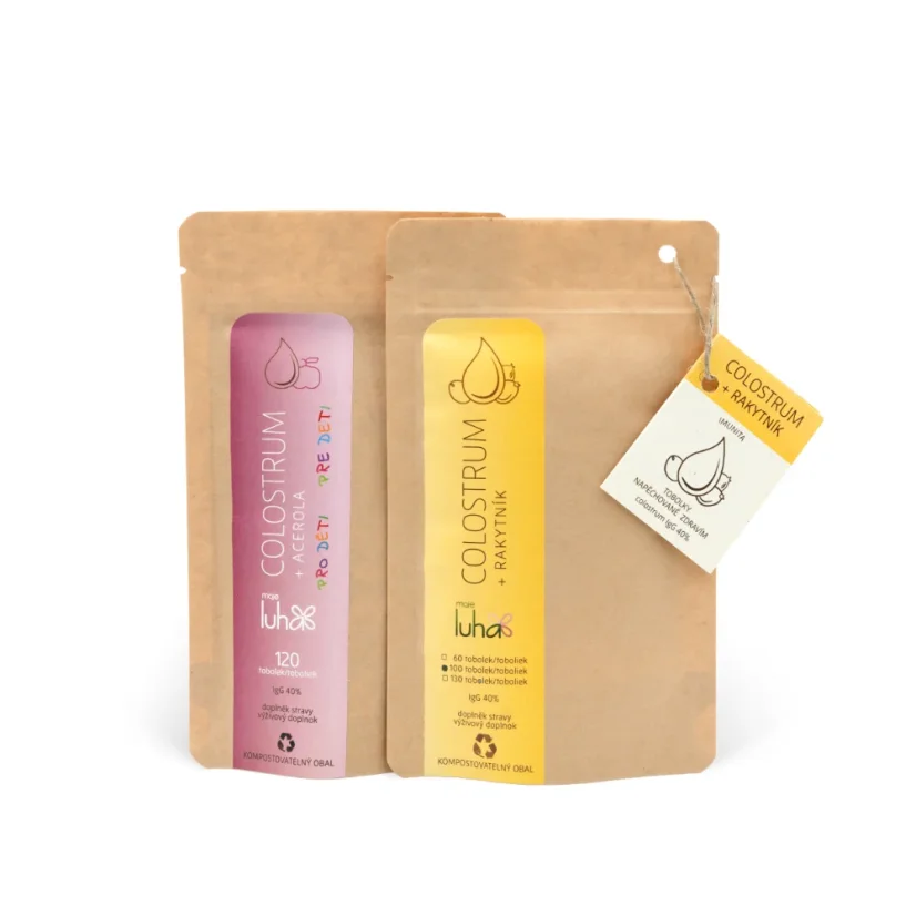 Colostrum s Acerolou pre deti, tobolky + Colostrum s rakytníkom - Počet kapsúl v balení: 120 + 100