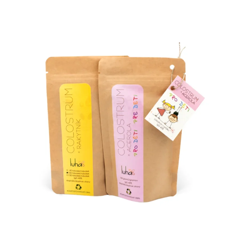 Colostrum s Acerolou 100g + Colostrum s rakytníkem 100 tobolek, IgG 40%, zvýhodněná cena